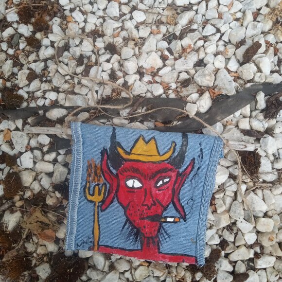 Cowboy Devil Painting On Denim - Picture 8 of 10